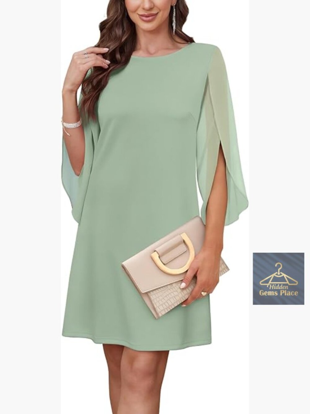 Flutter Sleeve Cocktail Dress Fit Flare Wedding Guest Formal